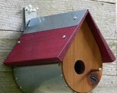 Birdhouse Teardrop Shape, Cedar and Maroon