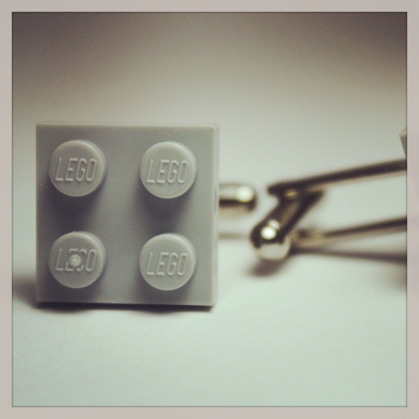 Made from Lego (r) Cool Grey Gray Cufflinks