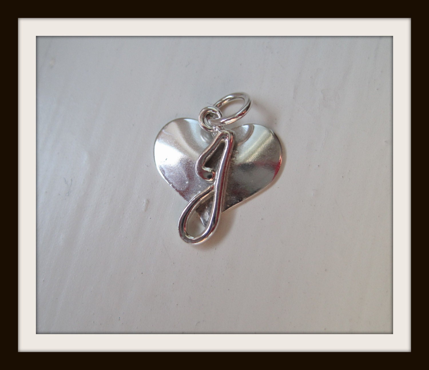 Sterling silver Heart alphabet "J"  Charm