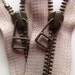 7 inch closed bottom YKK metal zippers with antique brass finish and DHR style pull- (5) pieces - Beige Color 572