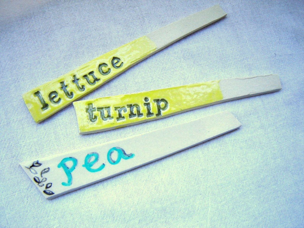 Lettuce Turnip and Pea - Herb and Vegetable Garden Stakes Choose Set of 3