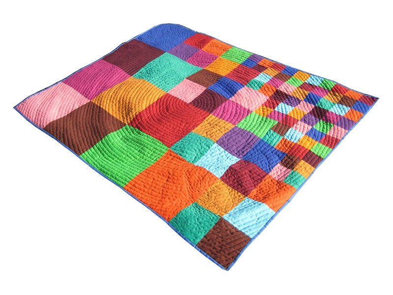 CUSTOM QUILT - Scattering Squares - Modern Patchwork Quilt - Made to Order in Colors of Your Choice