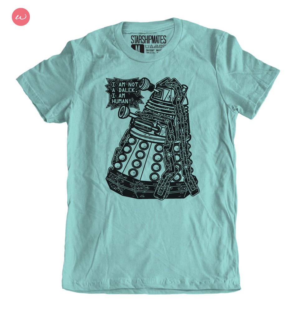 Confused Dalek - Ladies Fitted T-shirt Light Aqua