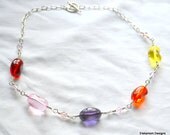 Jellybeans necklace Glass jelly beans  Pink Swarovski crystals