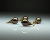 Vintage Style Bead Dangles Brown Glass Pearls Set of Four BR21