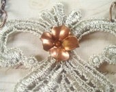 The Lacy Flower - Lace Necklace, Owl Necklace, Copper Necklace