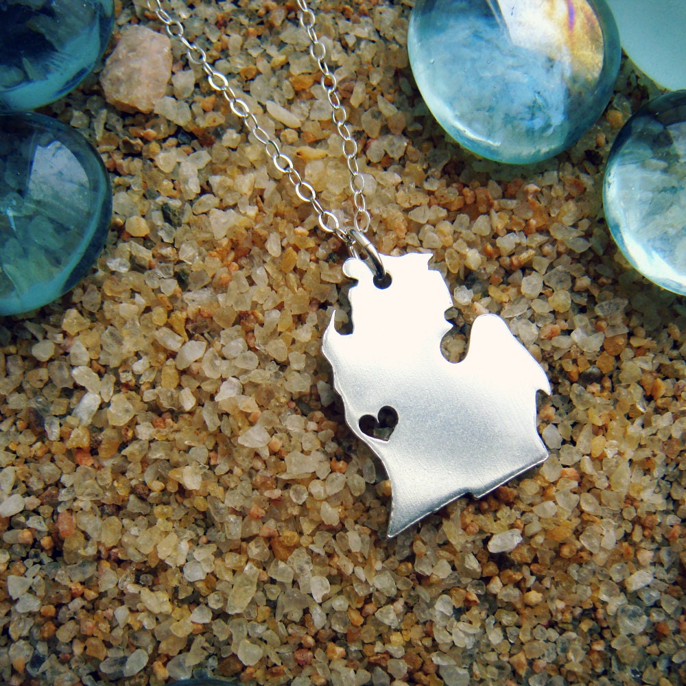 Michigan Sterling Necklace Personalize the Location of the Heart