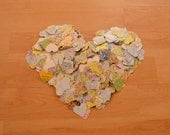 Vintage Map Recycled Paper Heart Confetti - 1000 Count