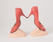 1960's Coral Pink Stiletto Heels - I. Miller Designer Salmon Pink Shoes