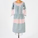1930's Country Gingham Dress - Blue Green Cotton Plaid - Prairie Schoolgirl Shift
