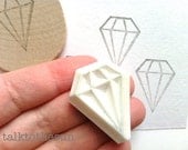 diamond rubber stamp. hand carved rubber stamp. hand carved stamp. small diamond. mounted. no2. READY TO SHIP