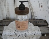 Primitive Liquid Soap Dispenser Wishing Well Label, Primitive, Rustic, Soap Dispenser