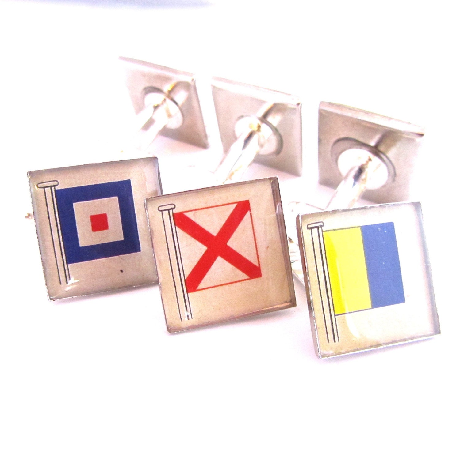 Nautical Cuff Links. Customized with your Initials. Perfect for your Favorite Sailor.