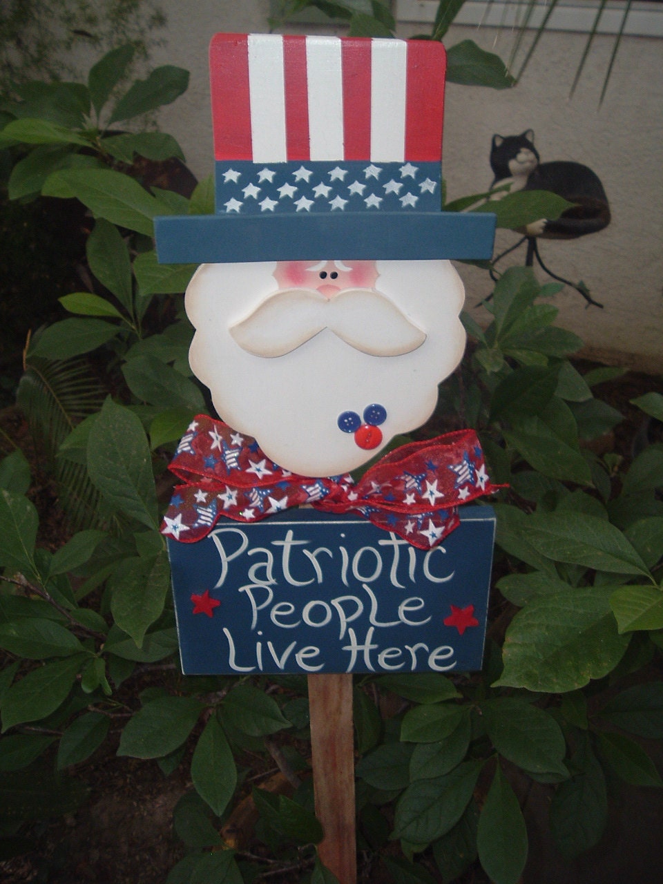 Uncle Sam Patriotic People Live Here Garden Stake