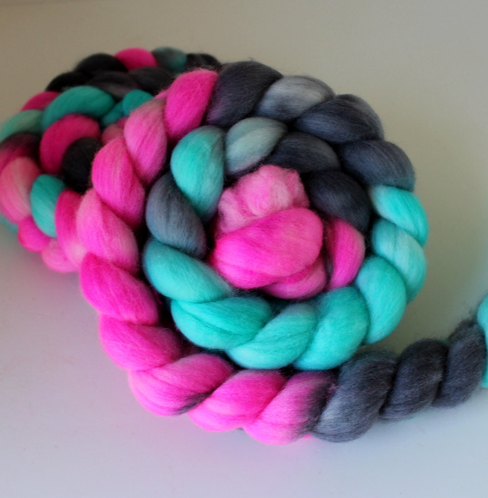 Reserved 4 Jessica- Handpainted Polwarth Wool Top - Wool Roving - Spinning and Felting Fiber - 4ozs - LICORICE