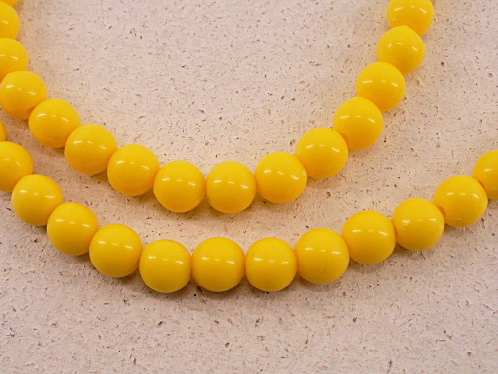 50 pcs round acrylic plastic beads, 8mm, solid yellow color, small beads