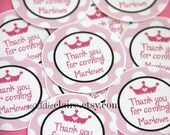 Polka Dot Princess Crown Favor Tags or Stickers