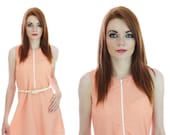 60s Mod Mini Dress Neon Orange Sixties Go-Go Neiman Marcus A-line Sexy 1960s 70s Retro S M Small Medium