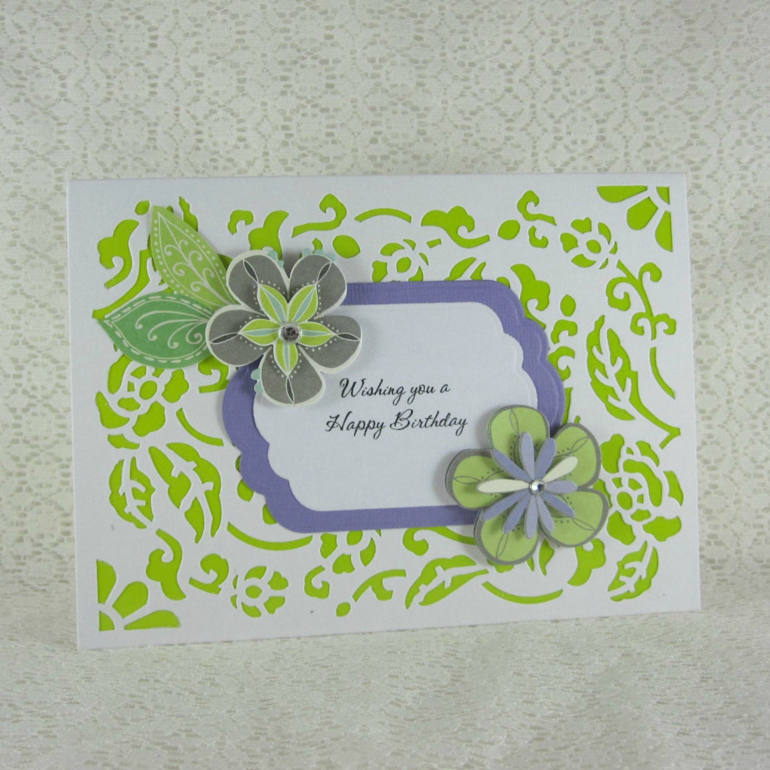 Birthday card, feminine Happy Birthday card with designer envelope for female, women, woman, girl