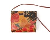 Vintage Colorful Tooled Leather Animal Purse