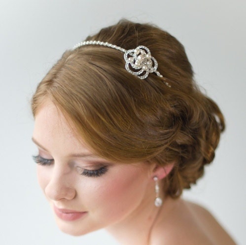 Bridal Headband,  Tiara,  Pearl and Crystal Headband, Wedding Hair Accessory