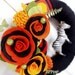 Safari- The Original Felt Yarn Wreath - Retro Door Decoration in Black, Orange, Red and Yellow- Home Decor Art Textile