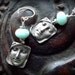 Serene woman pewter and silver earrings with gemstone beads
