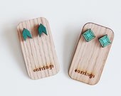 geometric post earrings aqua seagreen