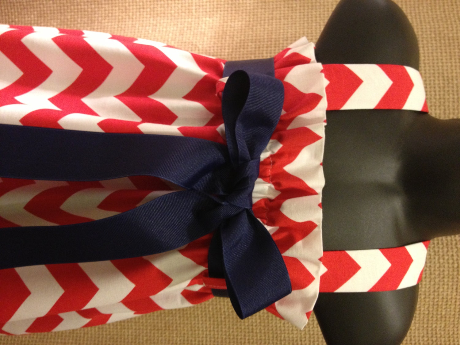 Salute to the Red, White and Blue .. Patriotic Dress .. Red and White Chevron .. July 4th Dress