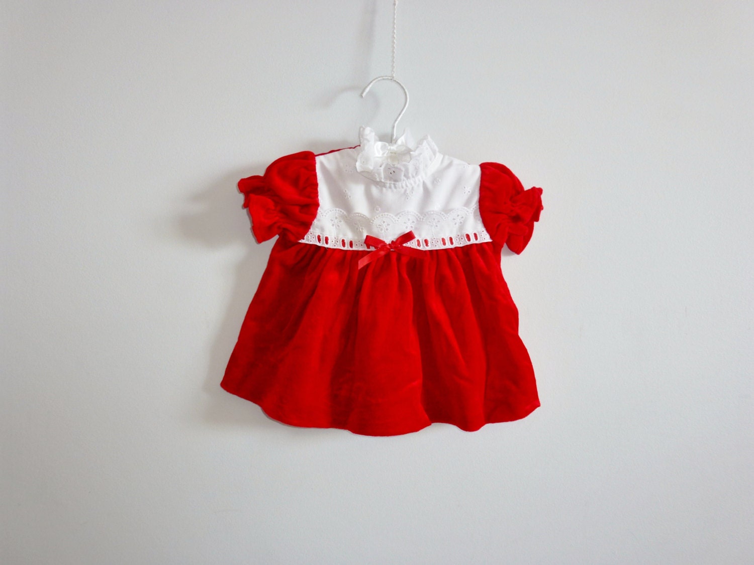 Vintage Red Velvet Baby Dress