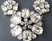 Bridal Jewelry Wedding Rhinestone Necklace Bridal Wedding Jewelry Statement Necklace Silver Jewelry