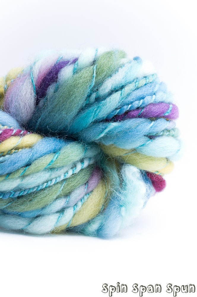 Petals,2 ply bulky Art Yarn, HandSpun HandDyed Yarn, Merino, Silk, 60 yards