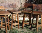 YOUR Custom Reclaimed Rustic Swivel Oak Barn Wood and Metal 24" - 28" Top Bar Stool with Backs