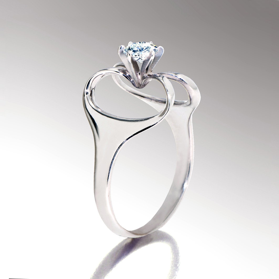 ISIS TOO Unique Engagement Ring,  Solitaire Diamond Ring, 14k White Gold Ring, Custom Egyptian  jewelry by Arosha