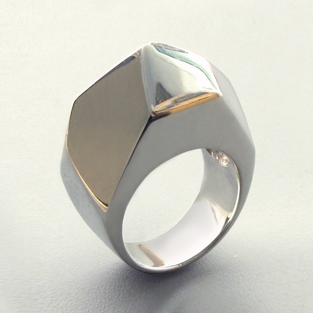 GEM Unique Sterling Silver Ring, Large Silver Ring, Contemporary rings, cocktail ring, designer rings, italian fine Jewelry