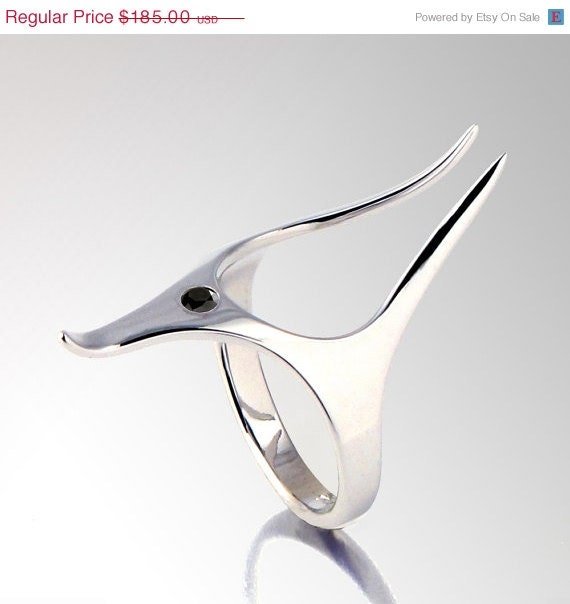 20% off SALE Ends May 23- ANUBIS Unique Silver Ring, Sterling Silver Ring, Black Diamond ring, egyptian ring, Silver Engagement Ring