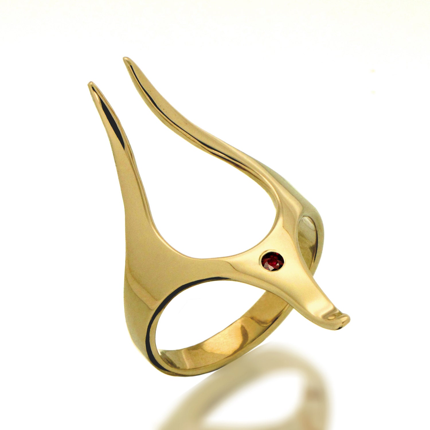 ANUBIS Egyptian Ruby Ring, 14k yellow gold Engagement Ring, Alternative Engagement Ring, Custom Fine Jewelry by Arosha