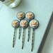 Set of 5 - Five Flowers Antiqued Brass Hair bobby Pins. Wedding Hair Accessory. Bridesmaids Gifts. Bridal Hair Pins. Peach and Dusty Blue.