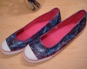 Sparkling Outer Space Nebula Flats, Custom Hand Painted Canvas Shoes by LolitaAgogo Free shipping