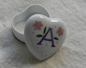 Porcelain Hand Painted Box heart shaped custom mongrammed personalized with personal sketch