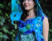 Felt Melted Magical Water Sprite Pointed Pixie Hooded Holey Vest OOAK