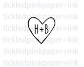 Custom rustic heart with initials stamp