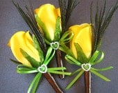 Yellow wedding boutonniere groomsmen boutineer yellow rose groom silk flower wedding boutineer men artificial flowers rose boutonniere lapel
