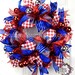 Deco Mesh Patriotic Wreath Slim Screen Door Red White Blue Stripe Door Wreath