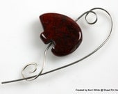 Shawl Pin, Scarf Pin, Brooch - Mahogany Obsideon Zuni Bear