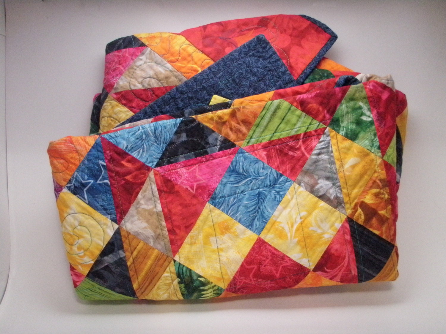 Geometric Child or wheelchair quilt in bright colors - Color Bridge Gem