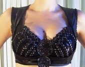 Underbust stretch vest - black faux leather latex pvc - YOUR SIZE