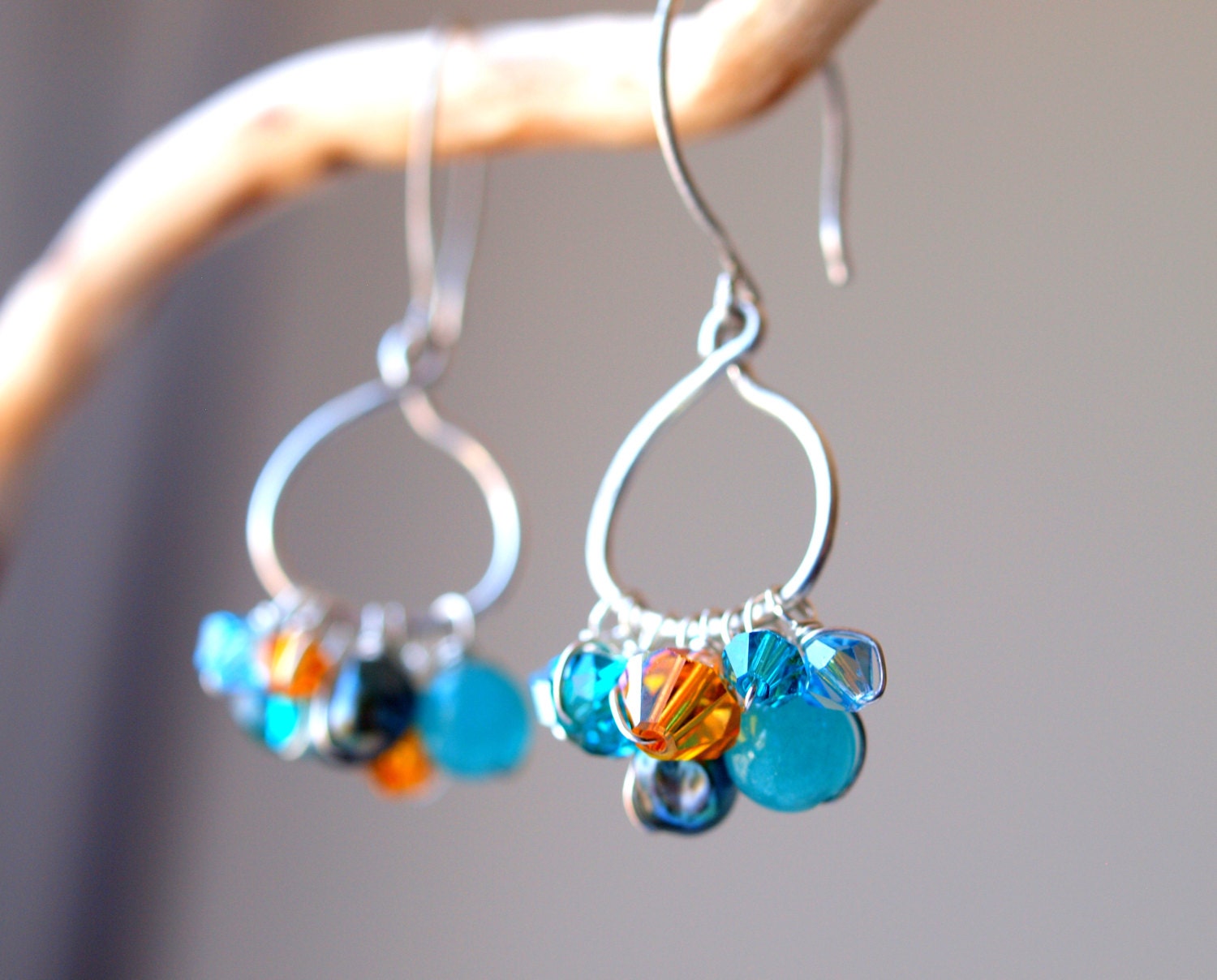 Turquoise orange garland earrings