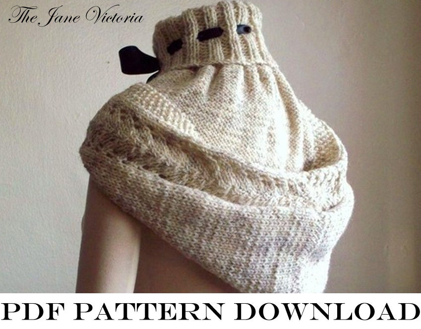 Hooded Cowl Knitting PATTERN, Alasse Miriel, PDF DOWNLOAD
