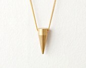 One inch Brass Spike Necklace with a 14kt Gold Filled Cable Chain